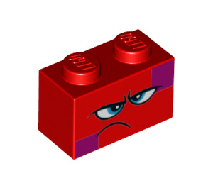 LEGO Rood Steen 1 x 2 met Queen Watevra Wa'Nabi Grumpy Gezicht met buis aan de onderzijde (3004 / 47820)