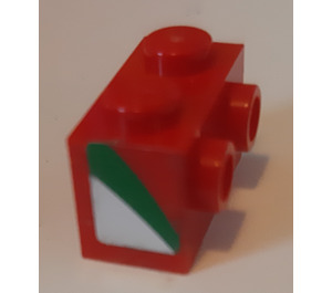 LEGO Rood Steen 1 x 2 met Noppen aan Eén Kant met Strepen (Rechts) Sticker (11211)