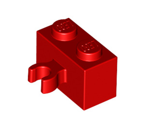 LEGO Rood Steen 1 x 2 met Verticaal Klem (Open 'O'-clip) (42925 / 95820)