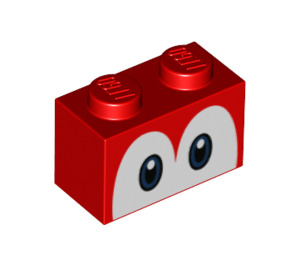 LEGO Rojo Ladrillo 1 x 2 con Yoshi Ojos con tubo inferior (68946 / 101881)