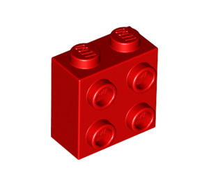 LEGO Rood Steen 1 x 2 x 1.6 met Studs Aan een Kant (1939 / 22885)
