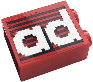 LEGO Rood Steen 1 x 2 x 2 met 'ad' Sticker met Stud houder aan de binnenzijde (3245)