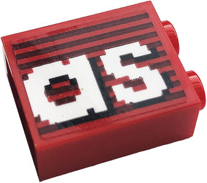 LEGO Rood Steen 1 x 2 x 2 met 'as' Sticker met noppenhouder aan de binnenzijde (3245)