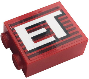 LEGO Red Brick 1 x 2 x 2 with 'ET' Sticker with Inside Stud Holder (3245)