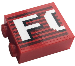 LEGO Red Brick 1 x 2 x 2 with 'FO' Sticker with Inside Stud Holder (3245)