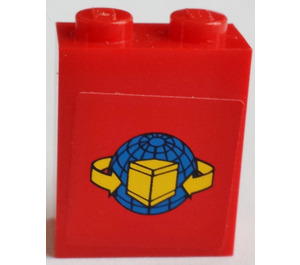 LEGO Rouge Brique 1 x 2 x 2 avec Global Shipping Autocollant avec support d'essieu intérieur (3245)