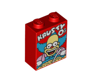 LEGO Red Brick 1 x 2 x 2 with Krusty Os with Inside Stud Holder (3245 / 21642)