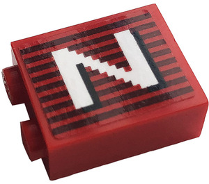 LEGO rot Backstein 1 x 2 x 2 mit Letter N (Links) Aufkleber mit Innenbolzenhalter (3245)