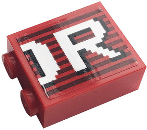 LEGO Rood Steen 1 x 2 x 2 met 'Of' Sticker met Stud houder aan de binnenzijde (3245)