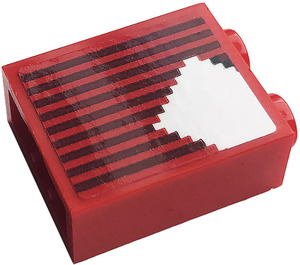 LEGO Red Brick 1 x 2 x 2 with Stripe Small Sticker with Inside Stud Holder (3245)