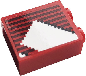 LEGO Red Brick 1 x 2 x 2 with Stripe Sticker with Inside Stud Holder (3245)