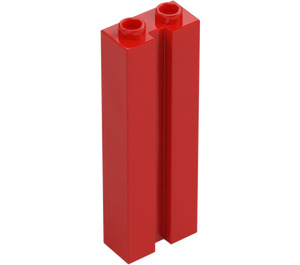 LEGO Rood Steen 1 x 2 x 5 met groef (88393)