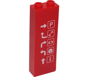 LEGO Red Brick 1 x 2 x 5 with Parking Information Sticker with Stud Holder (2454)