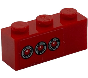 LEGO rot Backstein 1 x 3 mit 3 Taillights Aufkleber (3622)