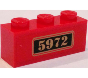 LEGO червен Тухла 1 x 3 с "5972" Стикер (3622)