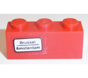 LEGO Red Brick 1 x 3 with 'Brussel - Amsterdam' (left) Sticker (3622)