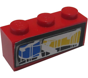LEGO rouge Brique 1 x 3 avec De Affronter Phare La gauche Autocollant (3622)