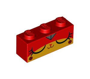 LEGO Red Brick 1 x 3 with Warrior unikitty sleeping face (3622 / 47796)