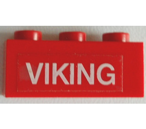 LEGO Red Brick 1 x 3 with white 'VIKING' on red background Sticker (3622)