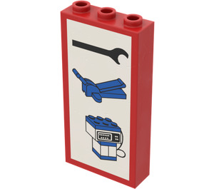 LEGO Red Brick 1 x 3 x 5 with Wrench, Jack, and Pump Decoration (3755)