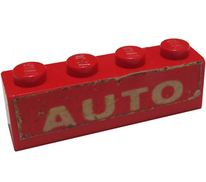 LEGO rot Backstein 1 x 4 mit 'AUTO' Aufkleber (3010)