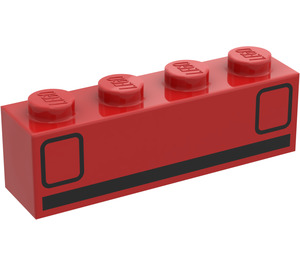 LEGO Red Brick 1 x 4 with Basic Car Taillights (3010)