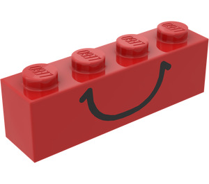 LEGO Rood Steen 1 x 4 met Zwart Smile (3010 / 82356)