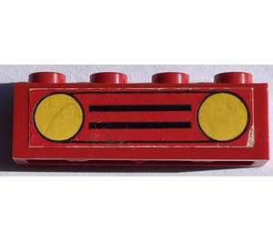 LEGO Red Brick 1 x 4 with Car Grille Sticker (3010)