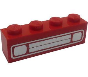 LEGO Rojo Ladrillo 1 x 4 con Chrome Plateado Coche Rejilla y Headlights (con relieve) (3010)