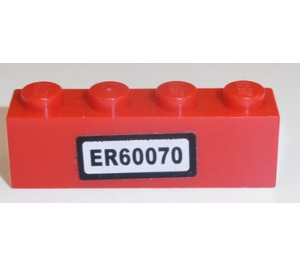 LEGO Red Brick 1 x 4 with 'ER60070' Sticker (3010)