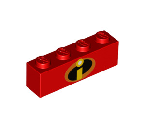 LEGO Red Brick 1 x 4 with Incredibles Logo (3010 / 39089)