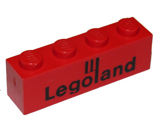 LEGO Red Brick 1 x 4 with Legoland-Logo Black (3010)