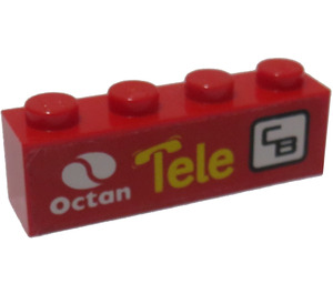 LEGO Red Brick 1 x 4 with Octan, Tele and CB Logos (Left) Sticker (3010)
