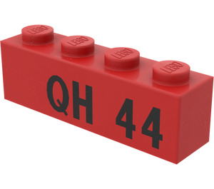 LEGO Red Brick 1 x 4 with "QH 44" (3010)