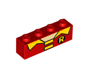 LEGO Rosso Mattoncino 1 x 4 con 'R' Robins Maglietta Collare (3010 / 33598)