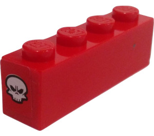 LEGO rouge Brique 1 x 4 avec Skull (Both Ends) Autocollant (3010)