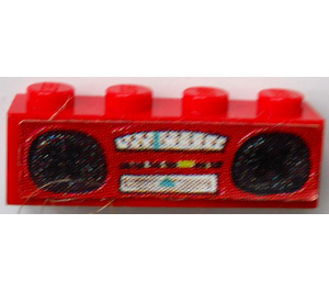 LEGO rouge Brique 1 x 4 avec Stereo Autocollant (3010)