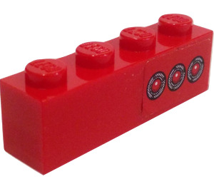 LEGO Rood Steen 1 x 4 met Staart Lights (Rechtsaf) Sticker (3010)