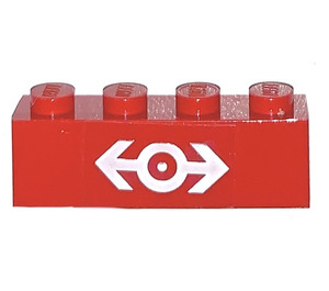 LEGO Red Brick 1 x 4 with Train Logo Sticker (3010)