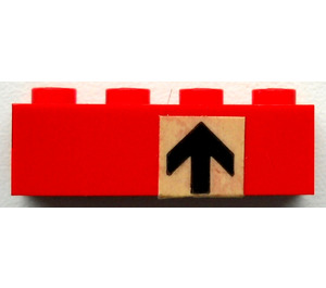 LEGO Red Brick 1 x 4 with Up Arrow Sticker (3010)