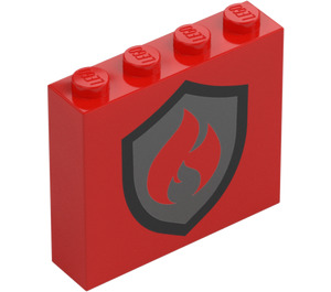 LEGO Rot Stein 1 x 4 x 3 mit Feuer Logo (49311 / 101391)