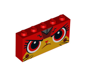 LEGO Red Brick 1 x 5 x 2 with Grumpy Unikitty Face (39266 / 44165)