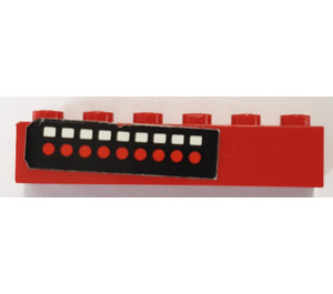 LEGO Red Brick 1 x 6 with 9 Red Dots and 9 White Squares Sticker (3009)