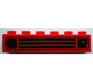 LEGO Rosso Mattoncino 1 x 6 con Macchina Griglia (Embossed) (3009)