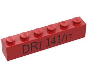 LEGO Red Brick 1 x 6 with "DRI 141/17" from Set 10024 (3009)
