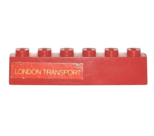 LEGO Red Brick 1 x 6 with LONDON TRANSPORT Sticker (3009)