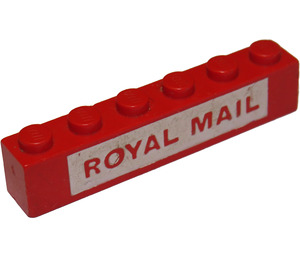 LEGO Червоний Цегла 1 x 6 з "ROYAL MAIL" на Білий background (3009)