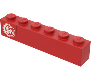LEGO Rood Steen 1 x 6 met 'SNCF' Sticker (3009)