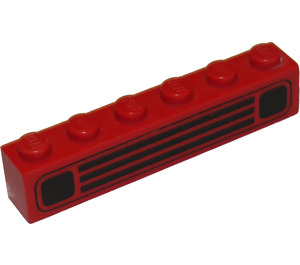 LEGO Red Brick 1 x 6 with Town Car Grille Black (3009)