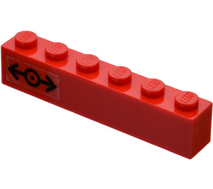LEGO Red Brick 1 x 6 with Train Logo Black Sticker (3009)